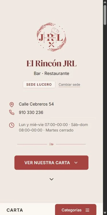 Captura móvil de El Rincón JRL, sede Lucero